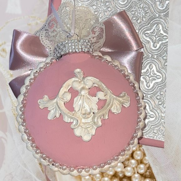 Shabby Chic Christmas Tree Ornament Set 3, X-Mas Tree decorations, Victorian - Picture 7 of 16